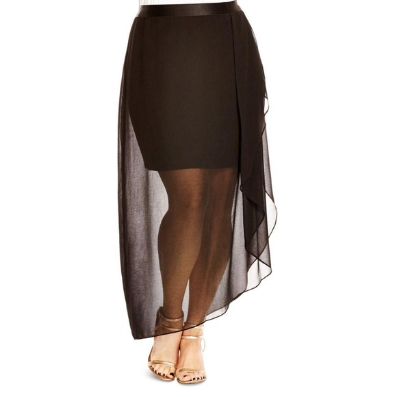 plus size sheer maxi skirt